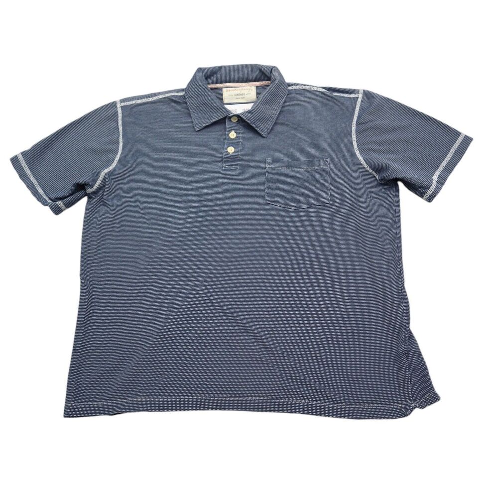 Weatherproof Vintage Shirt Mens L Blue Chest Button Short Sleeve Collared Top